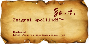Zsigrai Apollinár névjegykártya